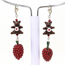 Load image into Gallery viewer, &quot;Sweetheart Rasp-Beary&quot; Dangle Earrings - Curio Memento
