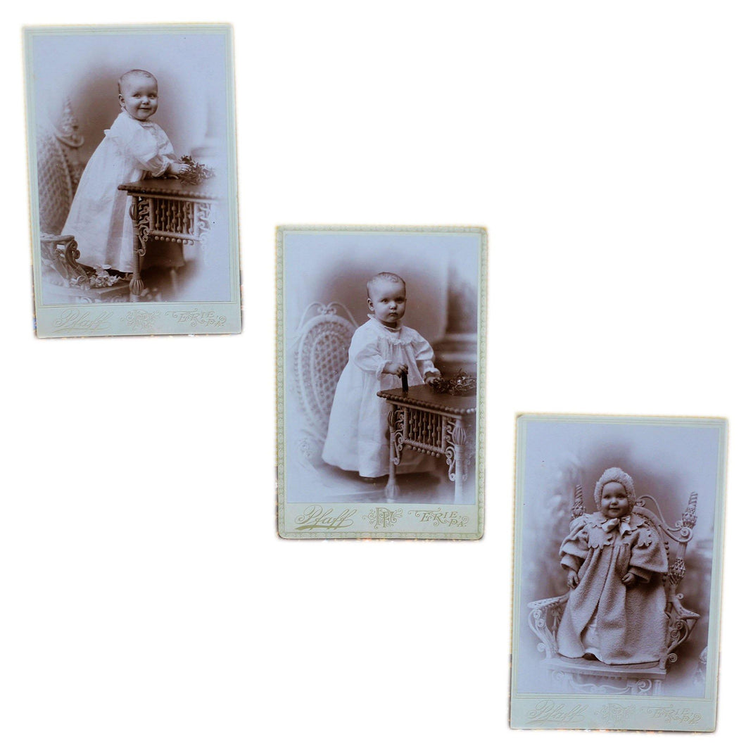 Lot of 3 Sweet Victorian Baby Cabinet Cards - Curio Memento