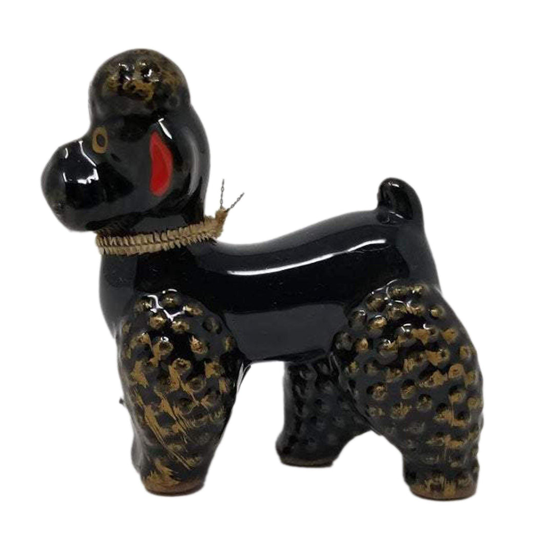 Black and Gold Ceramic Vintage Poodle - Curio Memento