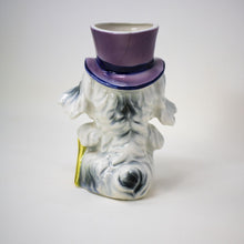 Load image into Gallery viewer, Vintage 1950-1960&#39;s Dapper Dog with Purple Top Hat Ceramic Vase - Curio Memento
