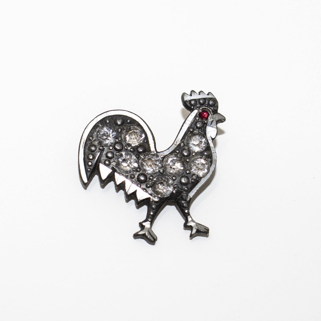 Bejeweled Vintage Rooster Brooch - Curio Memento
