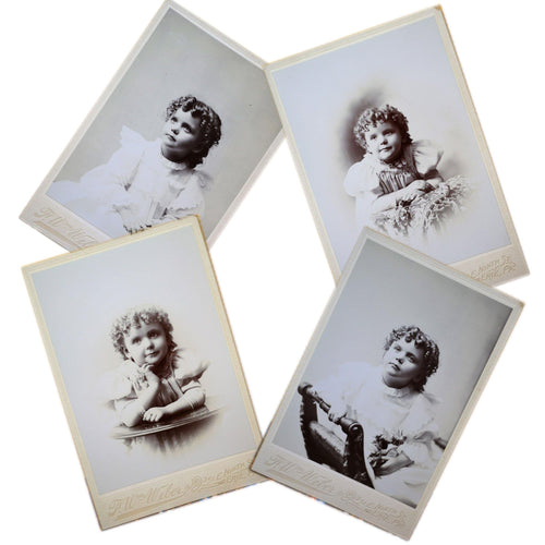 Lot of 4 Vintage Cabinet Cards featuring a Little Victorian era Girl - Curio Memento