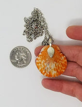 Load image into Gallery viewer, Deer and seashell pendant created using tiny plastic deer, candy sprinkles, sequins and glittered resin - Includes chain - Curio Memento
