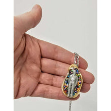 Load image into Gallery viewer, Seashell pendant with miniature human figure and candy sprinkles in layered resin // Includes 18&quot; chain - Curio Memento
