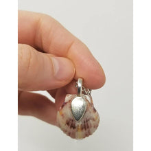 Load image into Gallery viewer, Seashell pendant created using antique miniature angel, candy sprinkles, sequins and resin. Includes 18&quot; chain - Curio Memento
