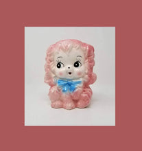 Load image into Gallery viewer, Vintage Cotton Candy Puppy Planter with Baby Blue Bow - Curio Memento

