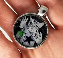 Load image into Gallery viewer, Anthropomorphic cat pendant with chain - Curio Memento
