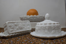 Load image into Gallery viewer, Westmoreland Milk Glass Set (Butter Dish, Cheese and Relish Dish &amp; Pickle Dish ) - Curio Memento
