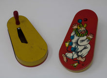 Load image into Gallery viewer, Set of 5 Vintage Circus Themed Litho Tin Metal Noisemakers - Curio Memento
