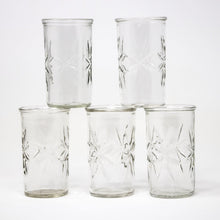 Load image into Gallery viewer, Set of 5 Atomic MCM Starburst Anchor Hocking Glass Juice Tumblers - Curio Memento
