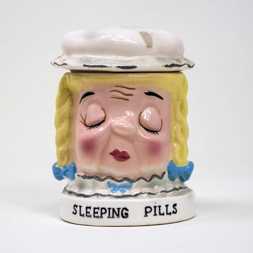 Rare Vintage 1960s era Ceramic Pill Container - Curio Memento